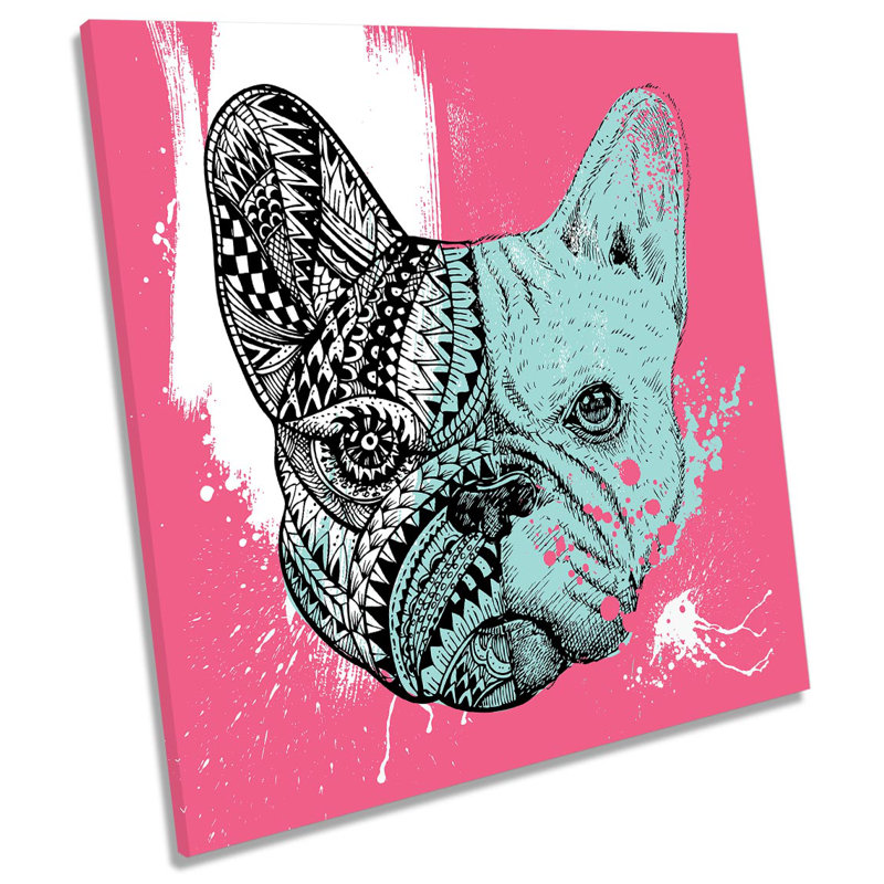 French Bulldog Modern Picture - Wrapped Canvas Art Prints, 60cm H x 60cm W x 2cm D