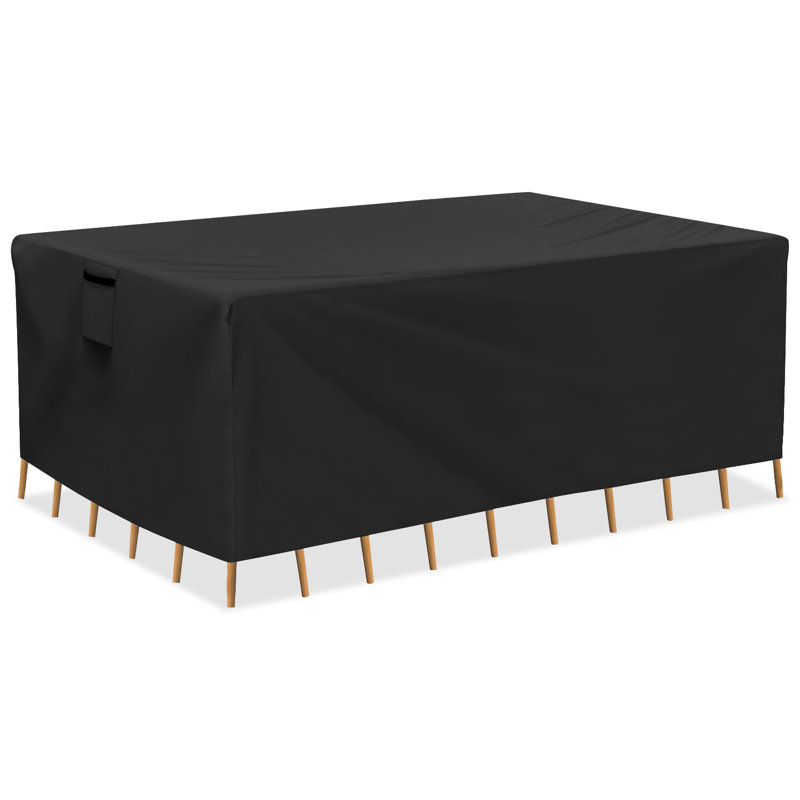 Patio Furniture Cover, Waterproof & Anti-UV Patio Sqaure Table Set Cover, Easy to Use and Care, Black, 28" H x 103" W x 75" D