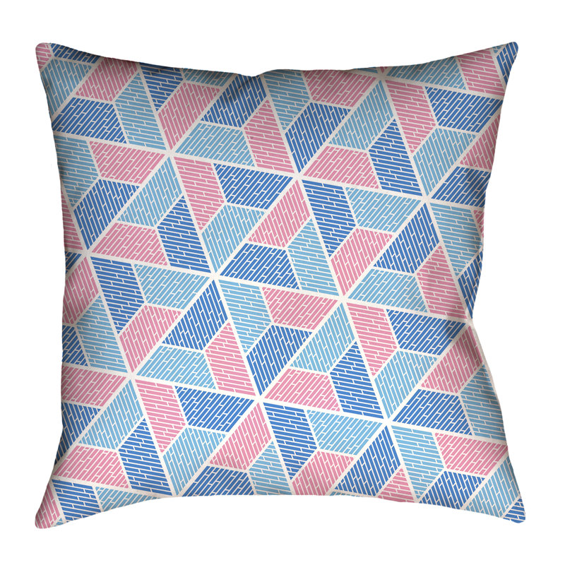 Coussin Katelyn Elizabeth, 14 po x 14 po, Bleu / Rose, Polyester