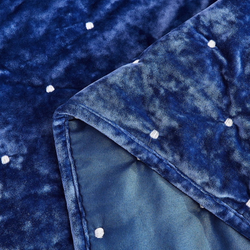 Ensemble de courtepointe Velvety Dreams, Courtepointe très grand + 2 couvre-oreillers stan, Bleu foncé