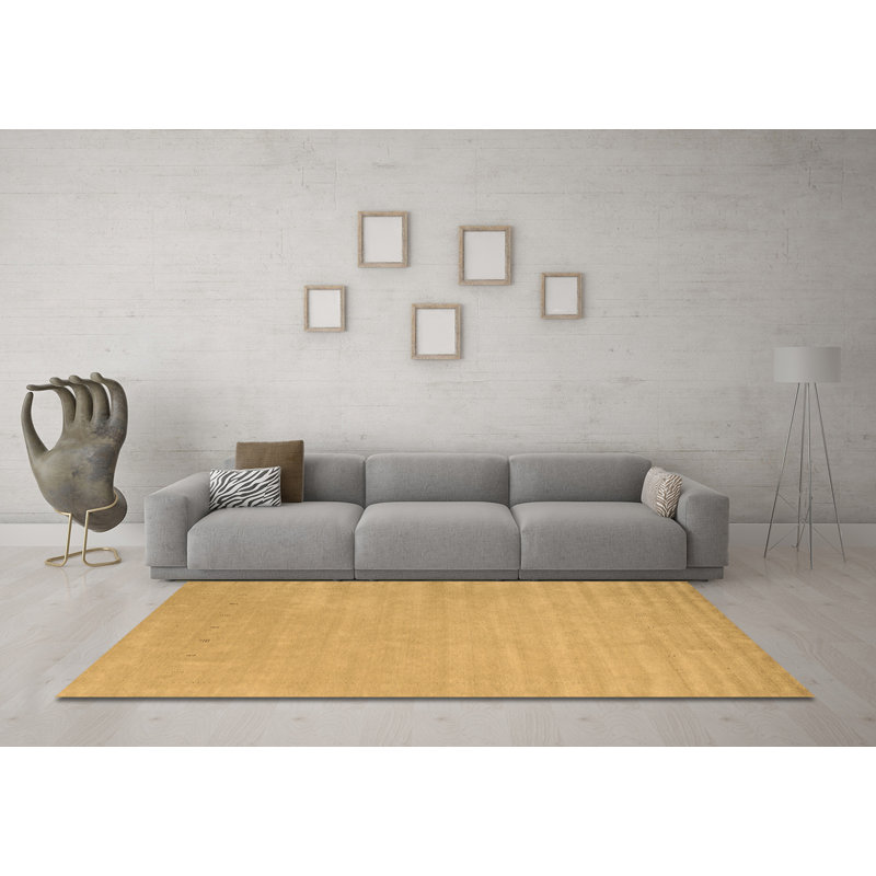 Tapis contemporains brun lavable à la machine 2653, Carré de 6 pi