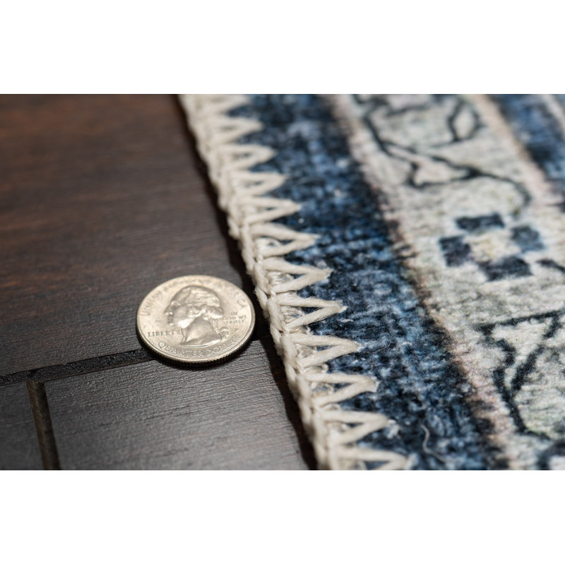 ELISE 6302-510 BLEU MARINE / IVOIRE, Tapis de couloir 2 pi 6 po x 7 pi 6 po