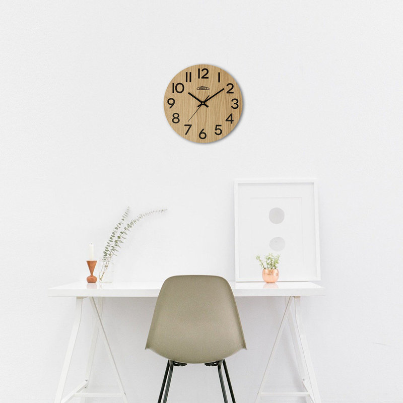 Wood Wall Clock, Beige