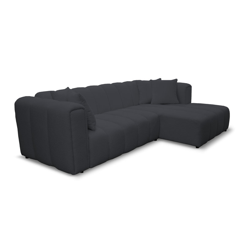 Oheneba 3 Seater Corner Sofa , Right Hand Facing, Black