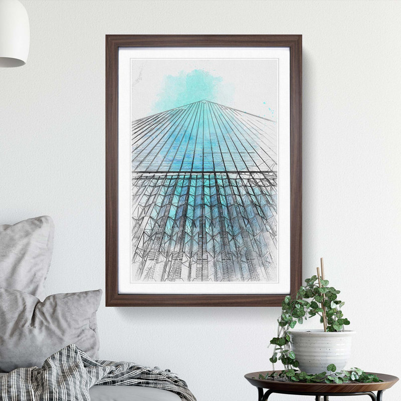 Ground Zero in New York City in Abstract - Picture Frame Graphic Art Print, 87cm H x 62cm W x 2cm D, Walnut Framed