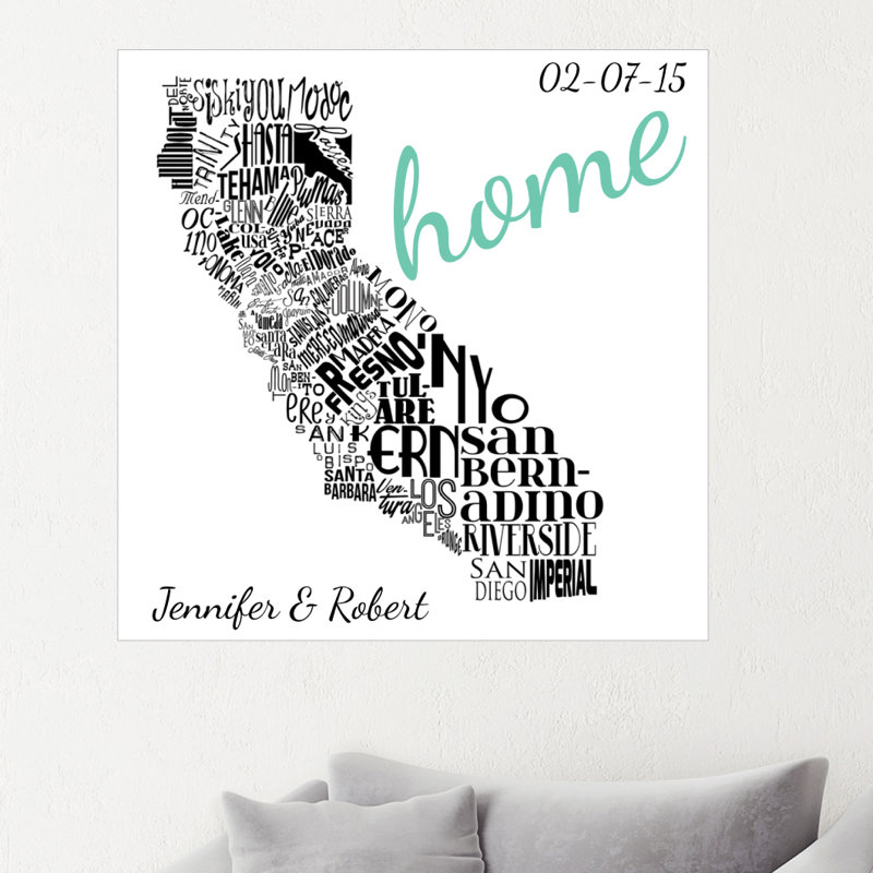 Décalcomanie murale personnalisée home california, H 20 po x l 20 po, Oui