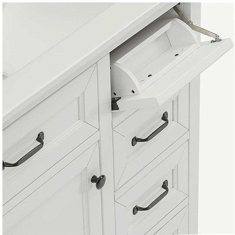 Meuble-lavabo 36 po avec lavabo en céramique, 2 tiroirs basculants, charnières de porte à fermeture en douceur, blanc