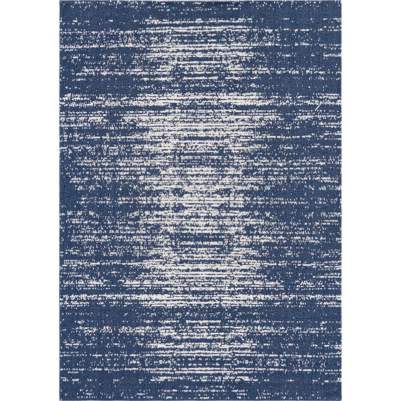Tapis bleu marine / ivoire Draco, Rectangle 6 pi 4 po x 9 pi