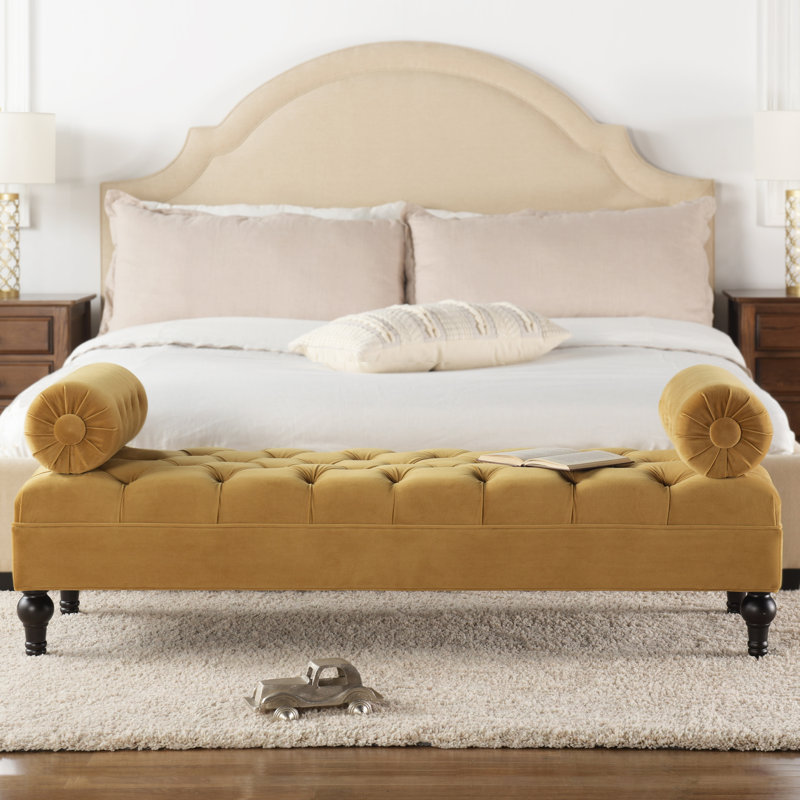 Banc rembourré Hollister, Velours doré