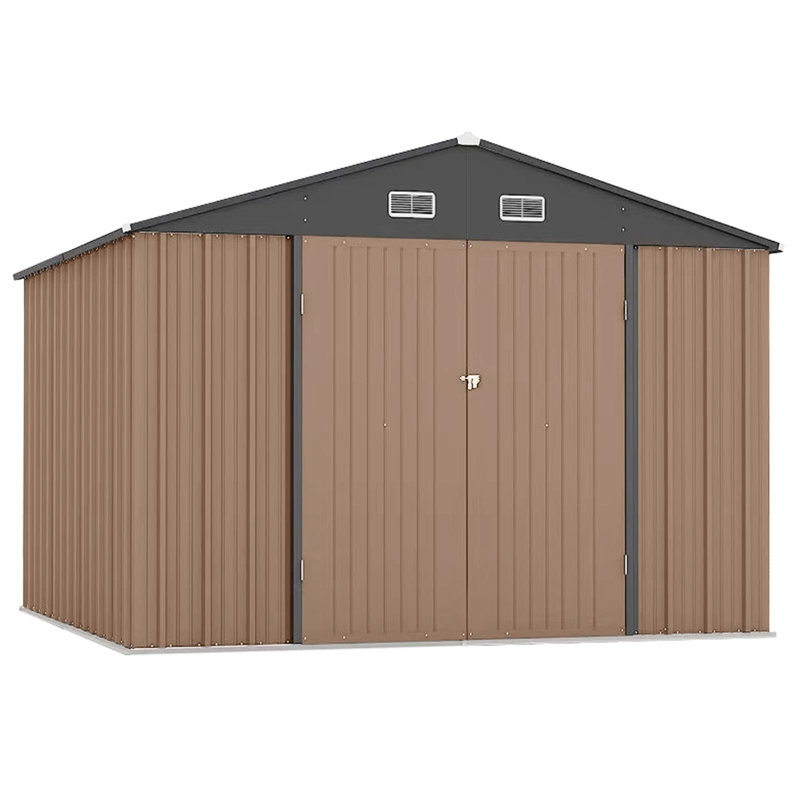 7 ft. W x 8 ft. D Metal Storage Shed, Gray, 8 ft. W x 10 ft. D