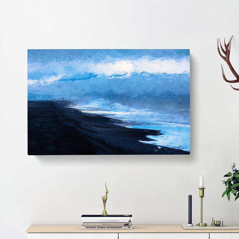 Mountain Beach In Abstract - Wrapped Canvas Painting, 50cm H x 76cm W x 3cm D