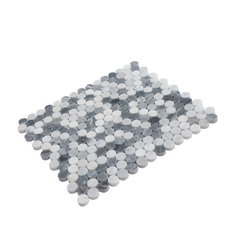 Indigo 0.8 in. x 0.8 in. Polished Marble Tile, Gray/White