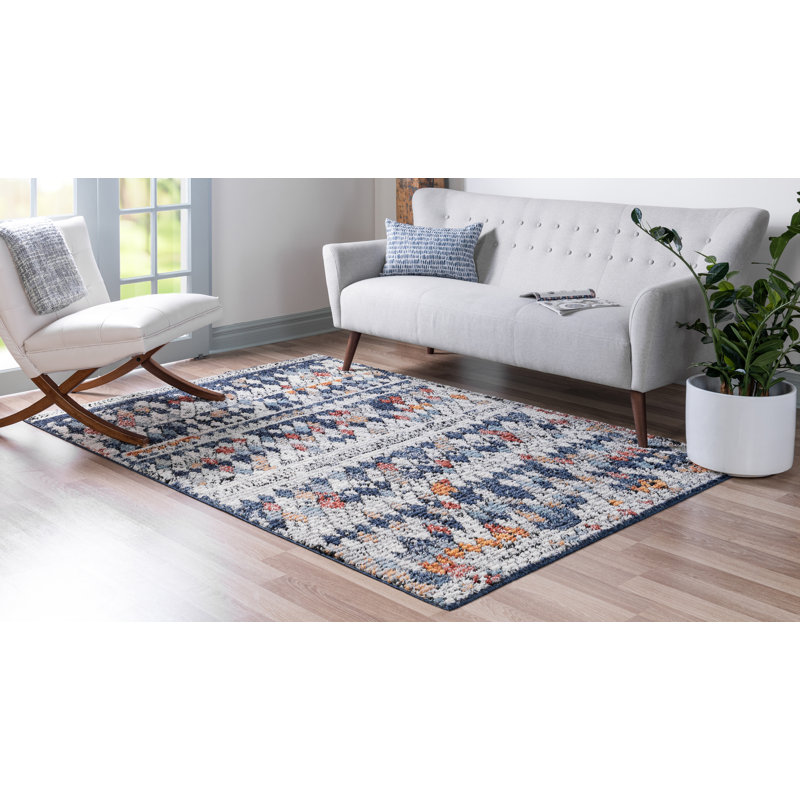 Tapis bleu marine / beige Allenvale, Rectangle 2 pi 2 po x 3 pi 1 po