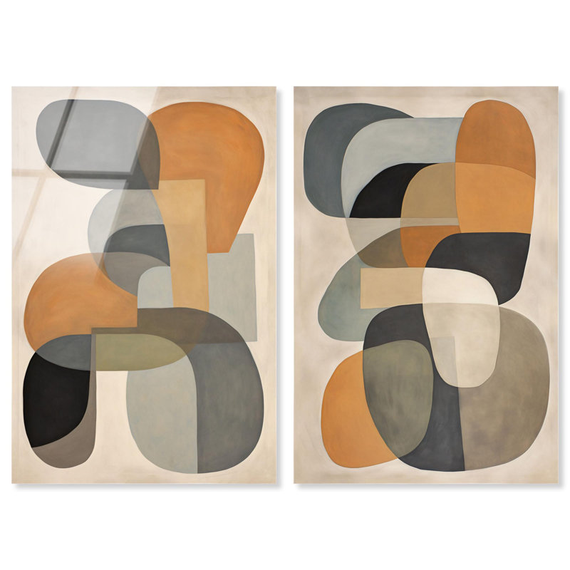 Ensemble d'œuvres d'art abstrait bohème « Ricole Abstractions » sur toile acrylique par Art Remedy, prêt à  accrocher, 10 x 15