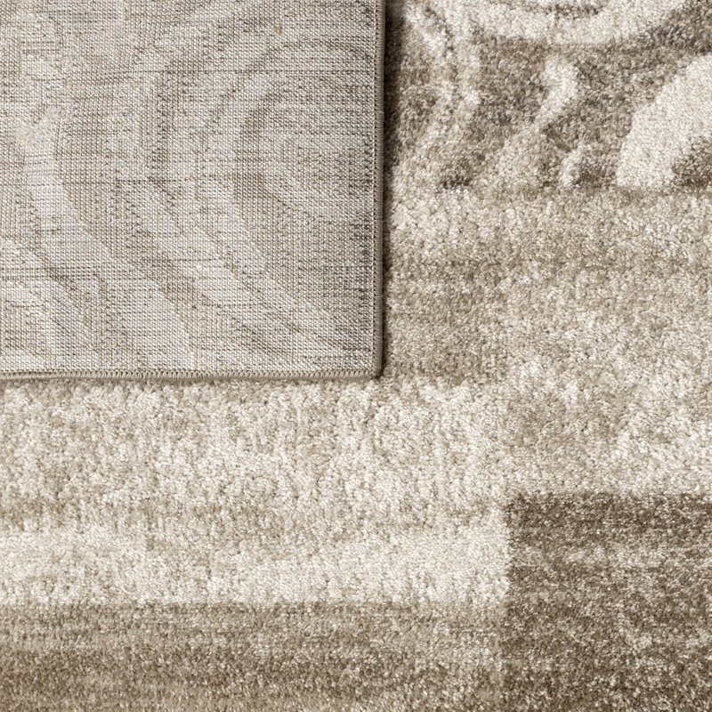 Tapis beige à motif géométrique Rutland, Rectangle 5 pi 3 po x 7 pi 3 po