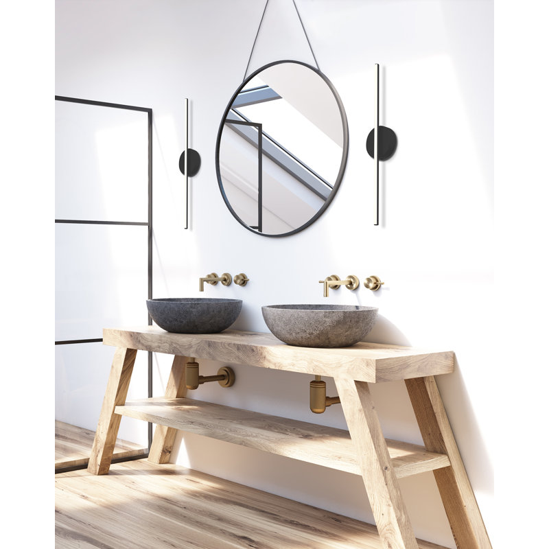 Applique murale à 1 lumière à intensité variable Chute, Noir, H 4,75 po x l 35,5 po x P 1,875 po