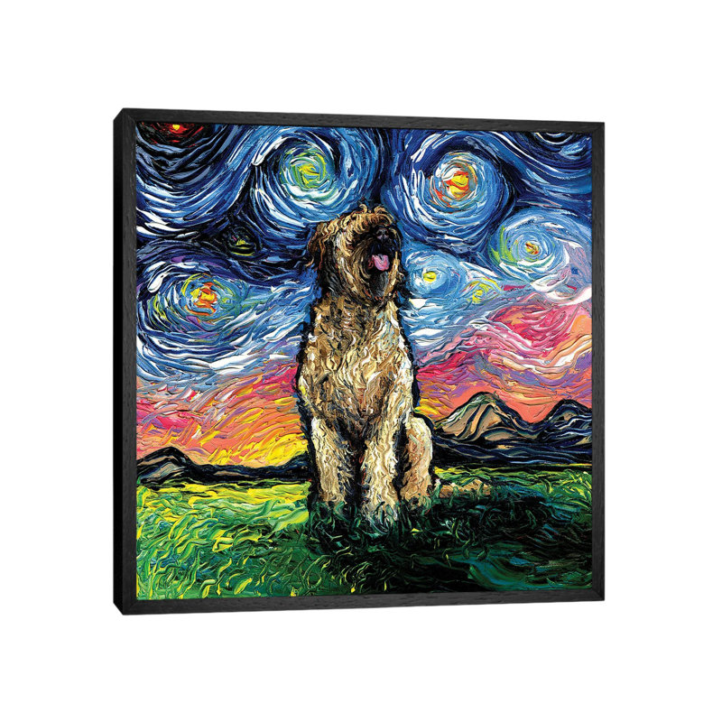 Briard Night by Aja Trier - Gallery-Wrapped Canvas Giclée on Canvas, Black Framed, 93.98 cm H x 93.98 cm W