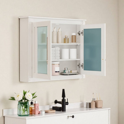 Pharmacie murale 36 "x 28" avec 2 miroirs et tablettes réglables