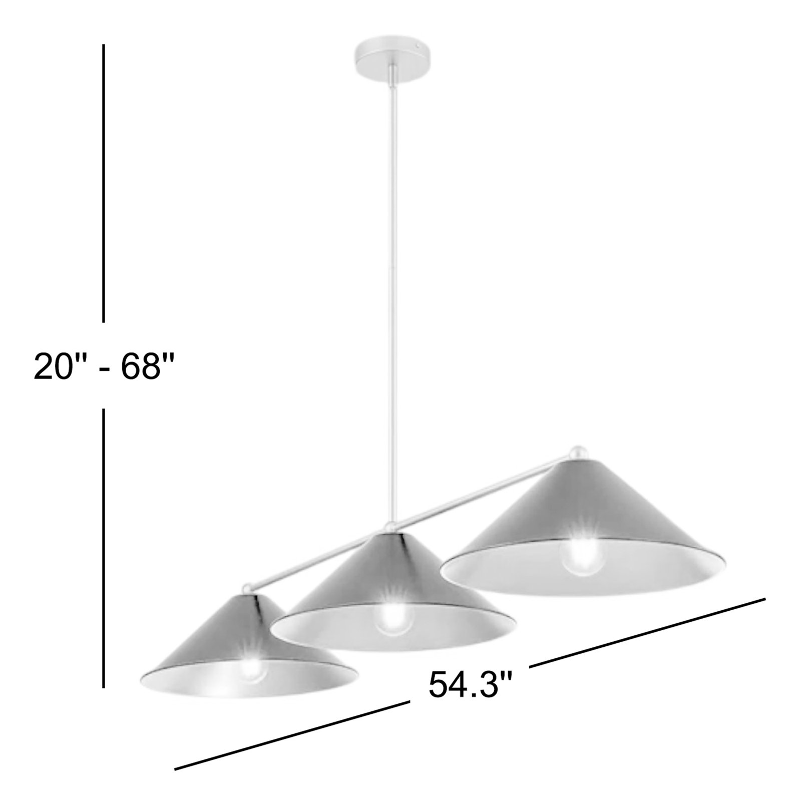Fairhope Dimmable 3-Light Pendant, Black