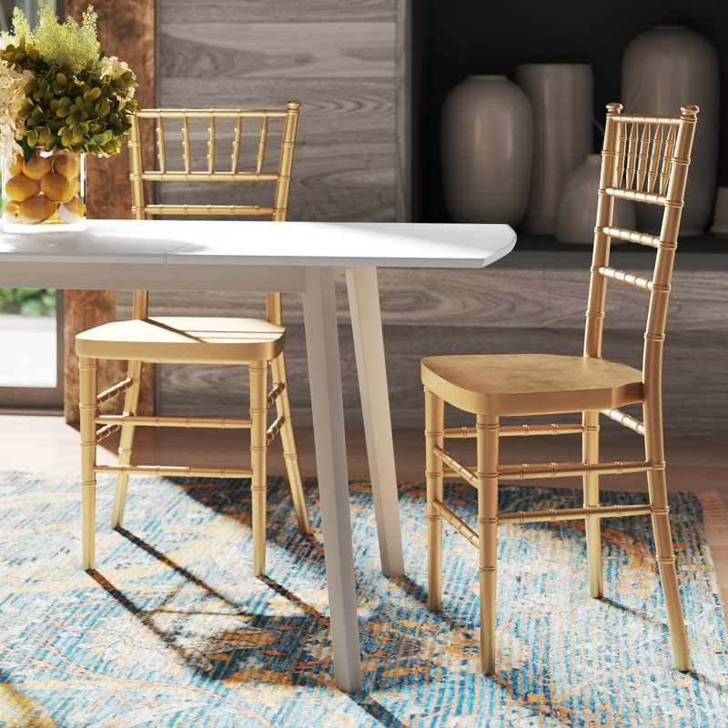 Hannigan 18'' H Solid Wood Stacking Side Chair, Gold