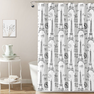 Rideau de douche simple 100% coton avec crochets