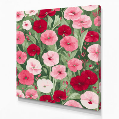 "Watercolor Botanical 34", art mural sur toile rose