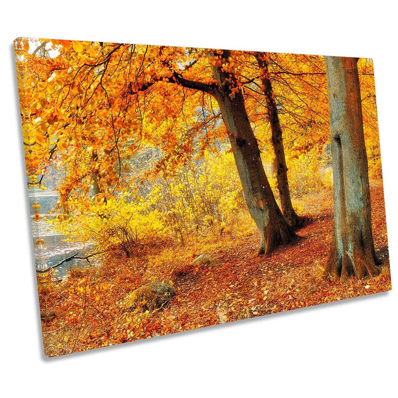 Autumn Lake Landscape - Wrapped Canvas Print, 91.4cm H x 137.2cm W  x 4cm D