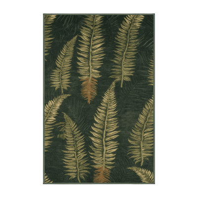 Washable Tree Ferns Hawaiian Area Rug