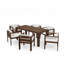 Ensemble repas pour 6 personnes avec table rectangulaire et coussins inclus