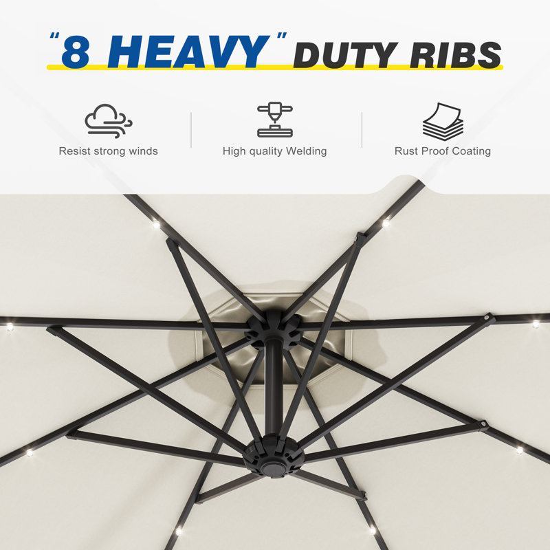 Parasol d'extérieur suspendu en acier Doresha, Beige