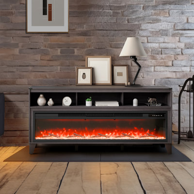 Fireplace TV Stand for TVs 66", Media Storage Corner with 60" Fireplace