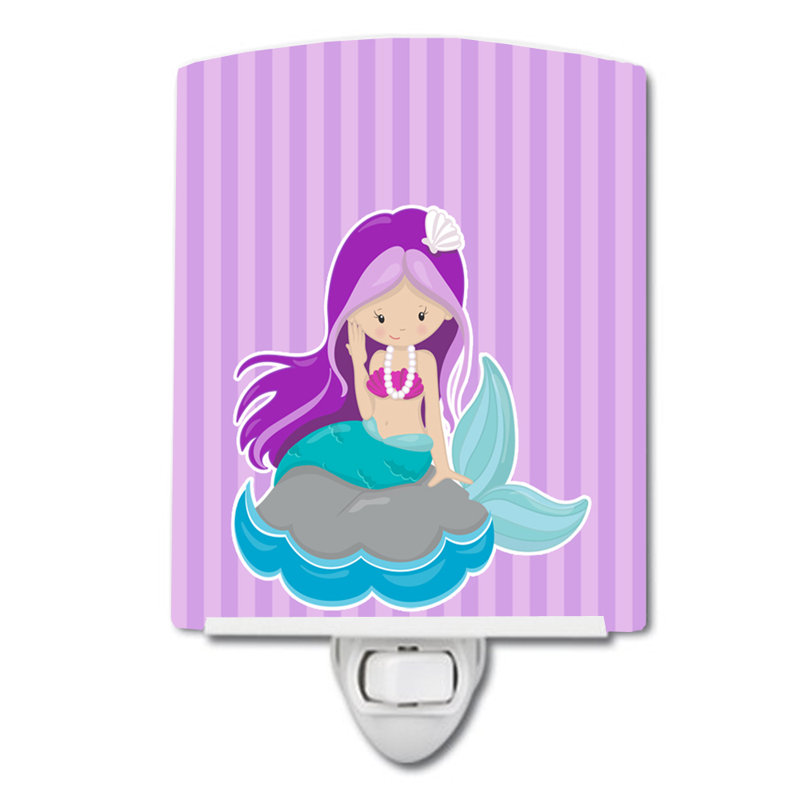 Beach Mermaid Hair 3 Ceramic Night Light, Purple