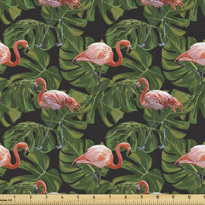 Patchell Exotic Bird and Monstera Leaves Fabric