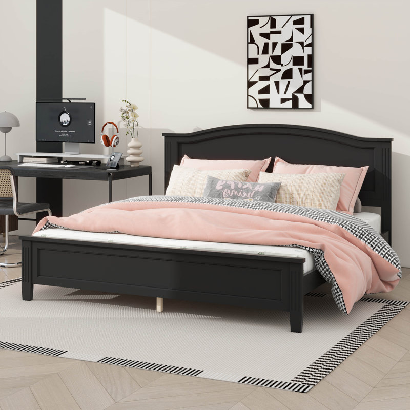 Lit plateforme très grand avec tête et pieds robustes, Black