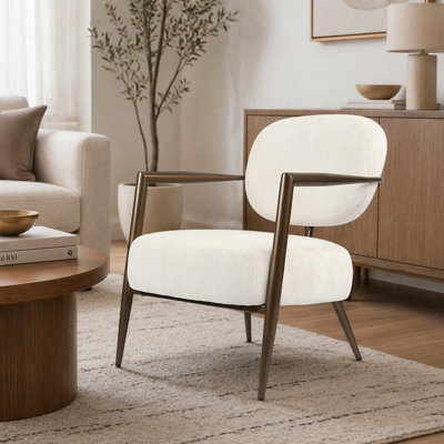 Chaise d'appoint moderne avec structure en métal, chaise d'appoint rembourrée en tissu Softy, fauteuil de détente confortable Mid-Century pour salon, coin lecture, chaise d'invité de loisir simple