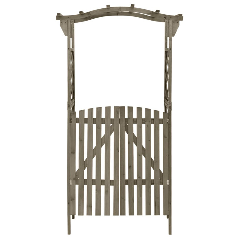 VidaXL Arbour Outdoor Arbour Garden Arch with Gate for Deck Solid Wood Fir, Grey