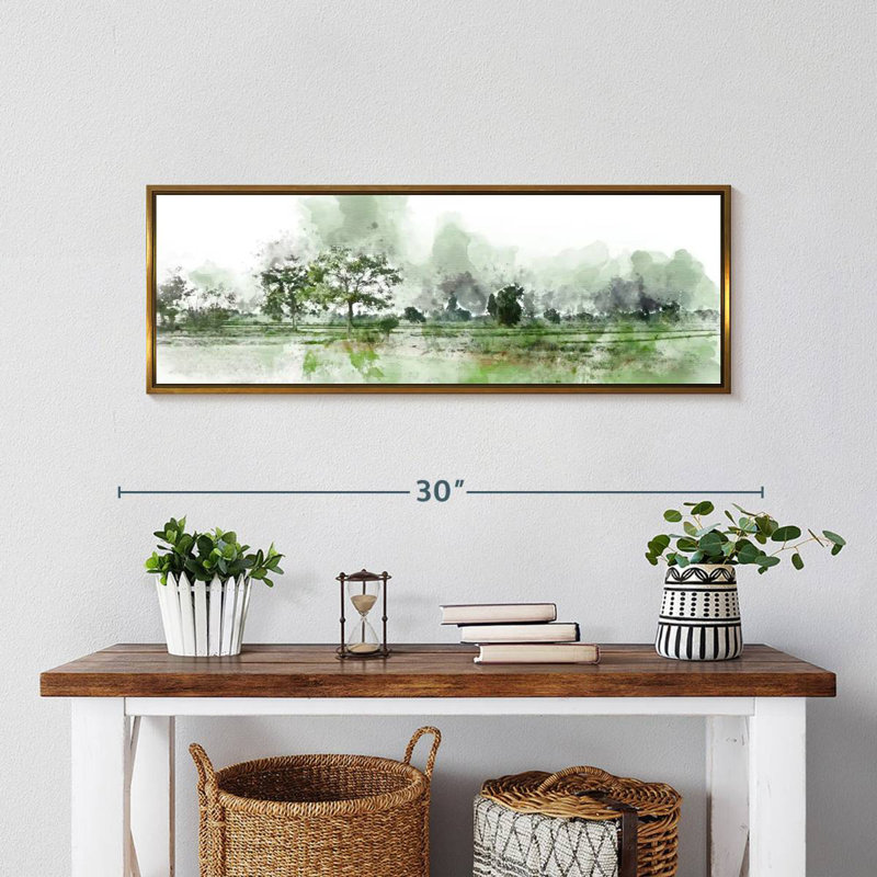 Champ paysage Wilbourn, Cadre flottant doré, 28 po x 10 po