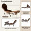 Fauteuil relax pliable multipositions de 180 cm (70,8 po), en velours peluche ergonomique avec structure en métal, idéal pour le salon, la chambre ou un petit appartement. Couleur : brun et gris.-1989919101