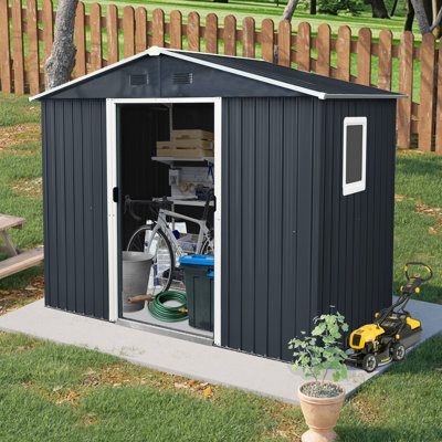 Remise de rangement extérieure en métal 8 pi x 4 pi pour patio, pelouse
