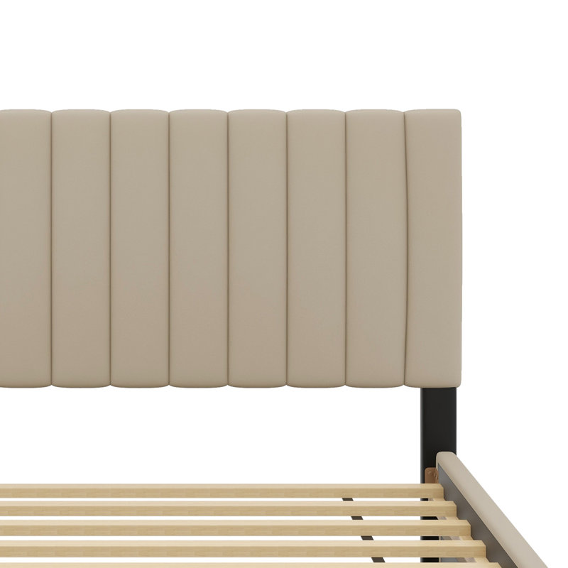 Lit plateforme élégant équipé d'un lit gigogne, Beige