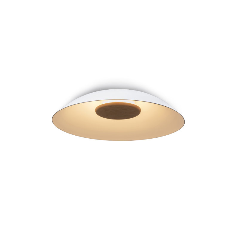 Volo 36" LED Flush Mount, 3500K, White Washed Oak Disc, White