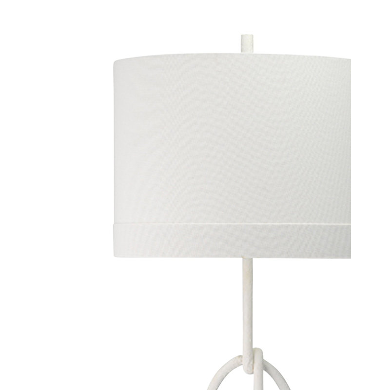 White Gesso Floor Lamp with Off White Linen Shade