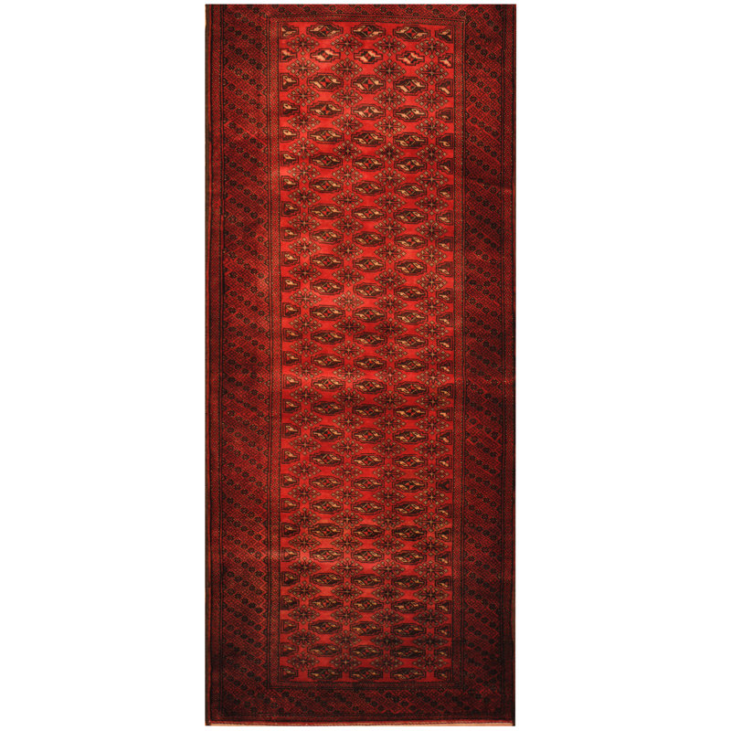 Tapis de la surface en laine rouge/noir 3 pi x 7 pi 2 po one-of-kind-noué la Prentice
