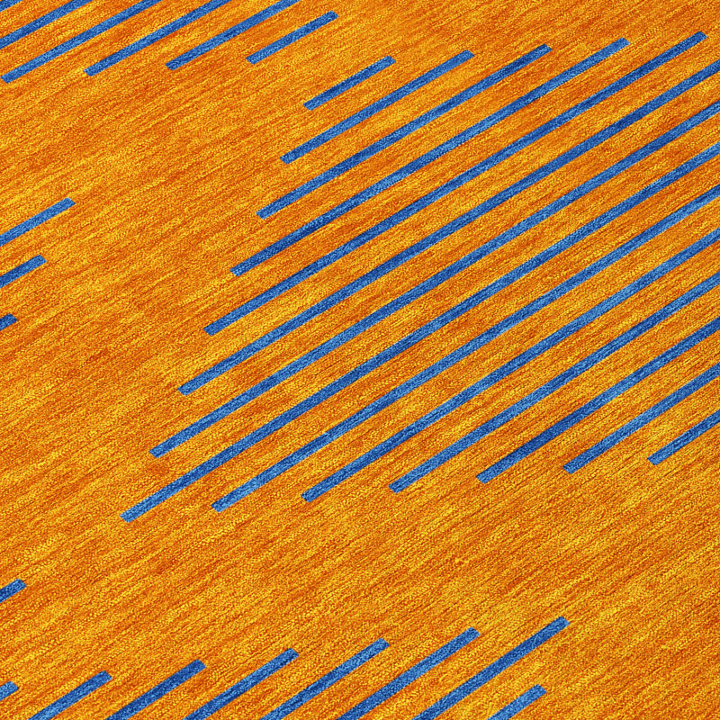 Orange and Blue Geometric Synthetic Washable Rug 46" x 30"