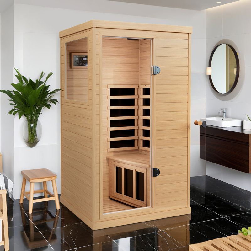 1 - Person Indoor Far Infrared Sauna Left Door Home Sauna Personal  Sauna with Bluetooth Speakers and LED Reading Light