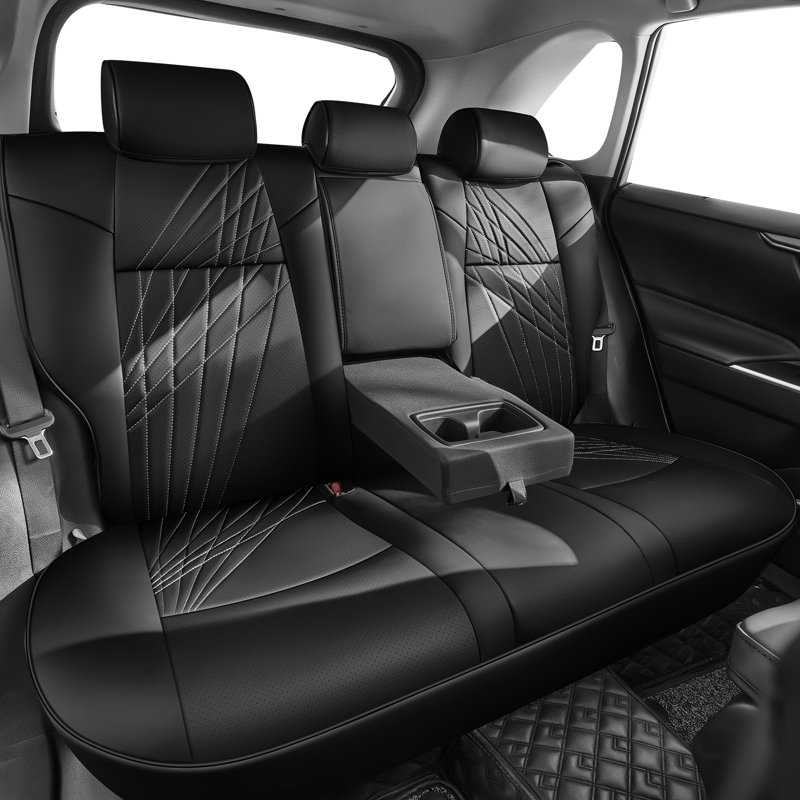 Red Rain Car Seat Cover Full Set Faux Leather Seat Covers Custom Fit for Toyota RAV4 Hybrid 2019-2025