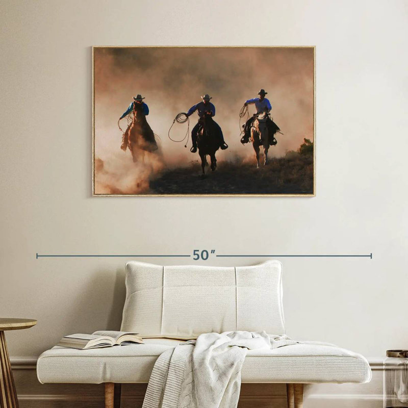 Western Sundown, Cadre flottant en bois naturel, 40 po x 27 po
