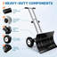 Wheeled Snow Pusher Heavy-Duty Steel Snow Shovel with Adjustable Handle and Blade-137548198