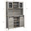 Armoire-bar 70 po avec porte de grange coulissante, porte-bouteilles et porte-verre, rangement de cuisine rustique-64009393