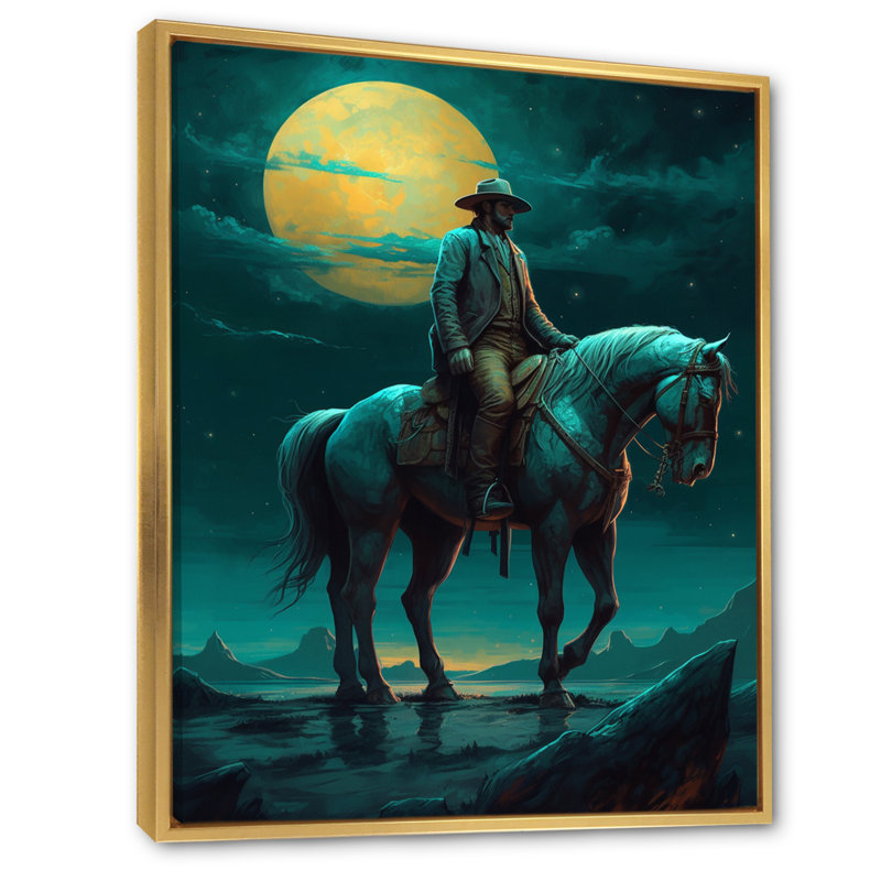 Night Rider II sur impression sur toile, H 44 po x l 34 po x P 1,5 po, Cadre flottant doré